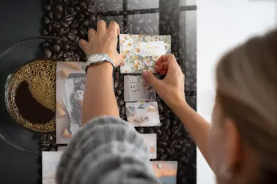 Magnetic glass dry erase board with a cup of coffee print
