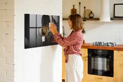 Magnetic glass dry erase board with a cup of coffee print