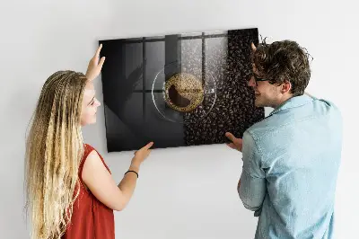 Magnetic glass dry erase board with a cup of coffee print