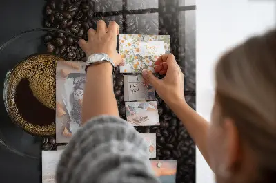 Magnetic glass dry erase board with a cup of coffee print