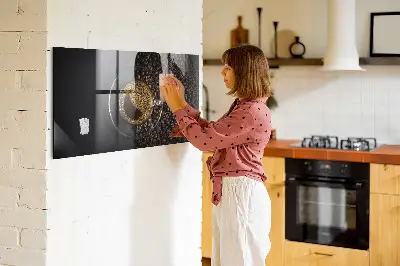 Magnetic glass dry erase board with a cup of coffee print