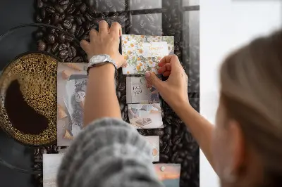Magnetic glass dry erase board with a cup of coffee print