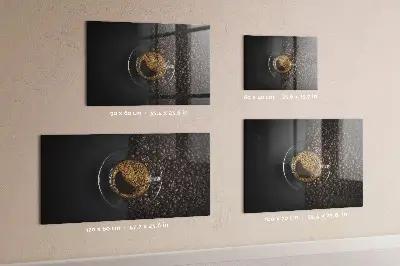 Magnetic glass dry erase board with a cup of coffee print