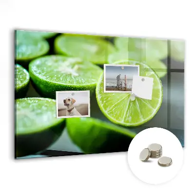 Magnetic glass dry erase board with lime slices print