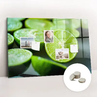 Magnetic glass dry erase board with lime slices print