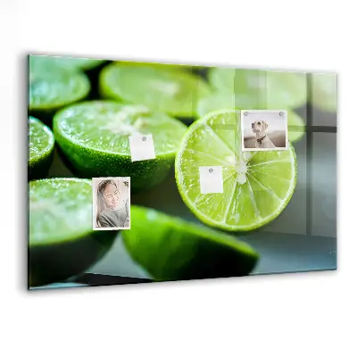 Magnetic glass dry erase board with lime slices print