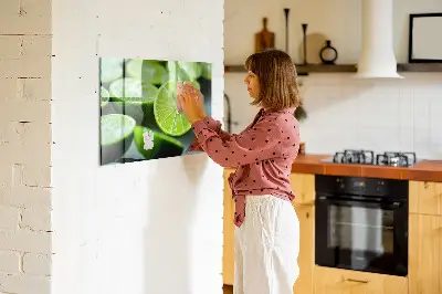 Magnetic glass dry erase board with lime slices print
