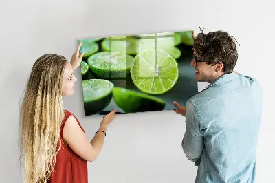 Magnetic glass dry erase board with lime slices print