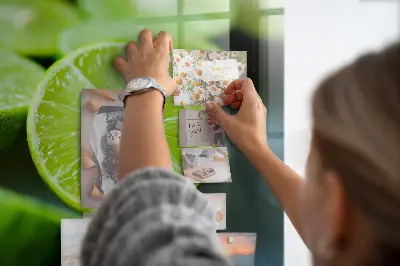 Magnetic glass dry erase board with lime slices print