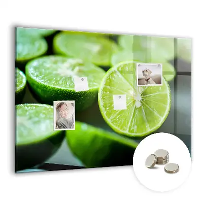 Magnetic glass dry erase board with lime slices print
