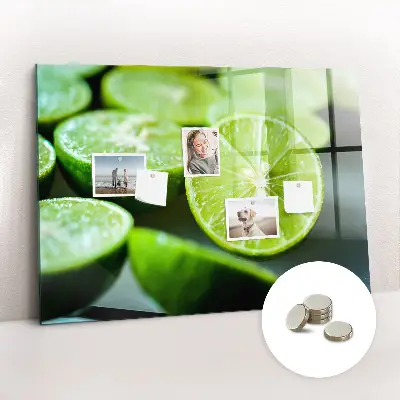 Magnetic glass dry erase board with lime slices print