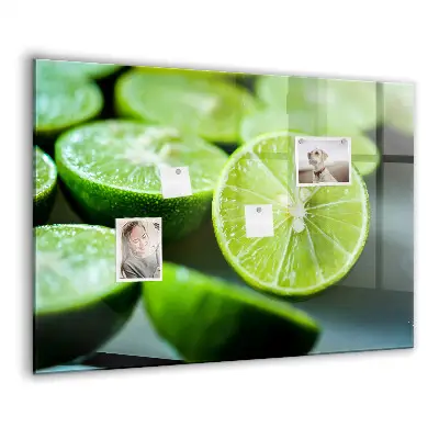 Magnetic glass dry erase board with lime slices print