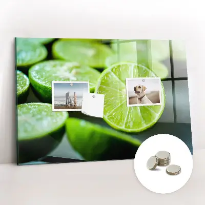 Magnetic glass dry erase board with lime slices print