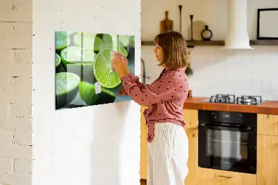 Magnetic glass dry erase board with lime slices print
