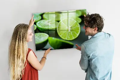 Magnetic glass dry erase board with lime slices print