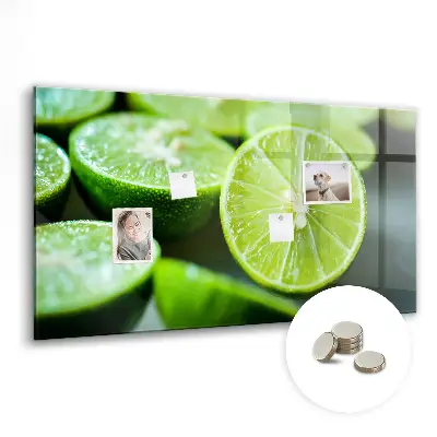 Magnetic glass dry erase board with lime slices print