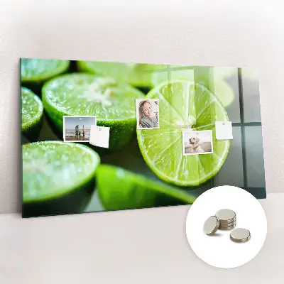 Magnetic glass dry erase board with lime slices print
