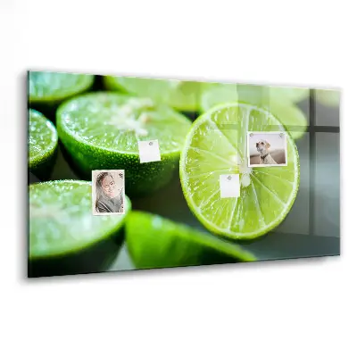 Magnetic glass dry erase board with lime slices print