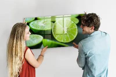 Magnetic glass dry erase board with lime slices print