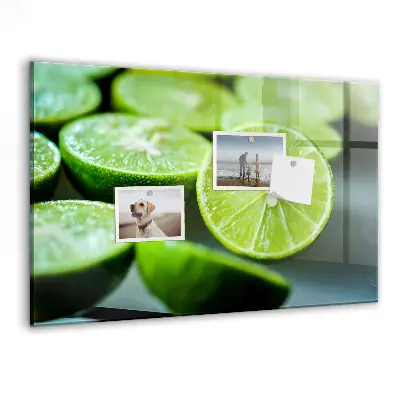 Magnetic glass dry erase board with lime slices print