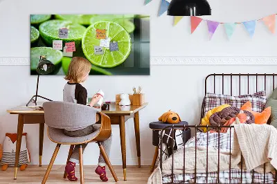 Magnetic glass dry erase board with lime slices print