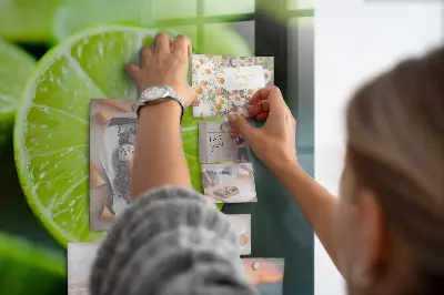 Magnetic glass dry erase board with lime slices print
