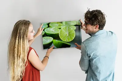 Magnetic glass dry erase board with lime slices print