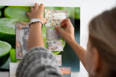 Magnetic glass dry erase board with lime slices print