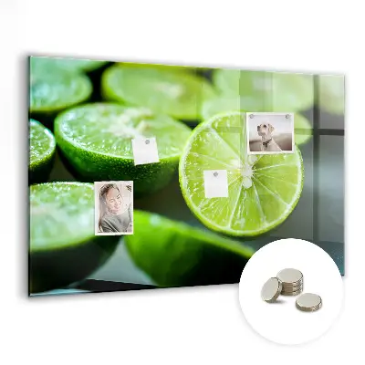 Magnetic glass dry erase board with lime slices print