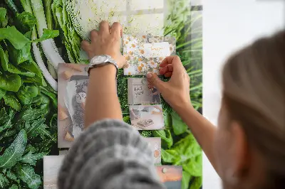Magnetic wall board with green vegetables design