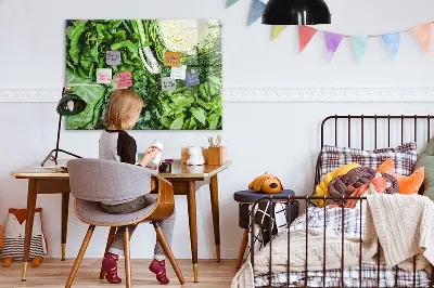Magnetic wall board with green vegetables design