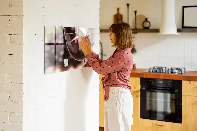 Magnetic glass dry erase board with a red wine design