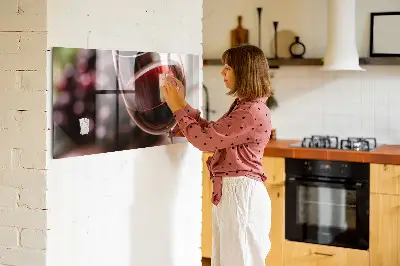 Magnetic glass dry erase board with a red wine design