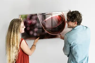 Magnetic glass dry erase board with a red wine design