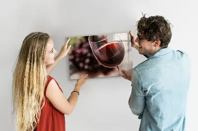 Magnetic glass dry erase board with a red wine design