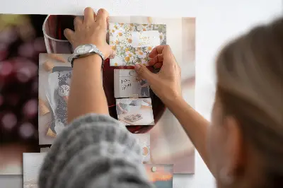 Magnetic glass dry erase board with a red wine design