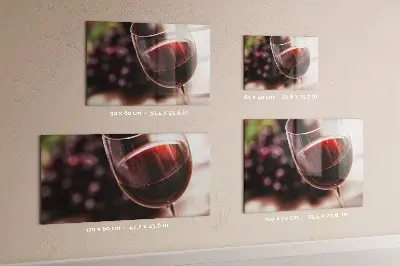 Magnetic glass dry erase board with a red wine design