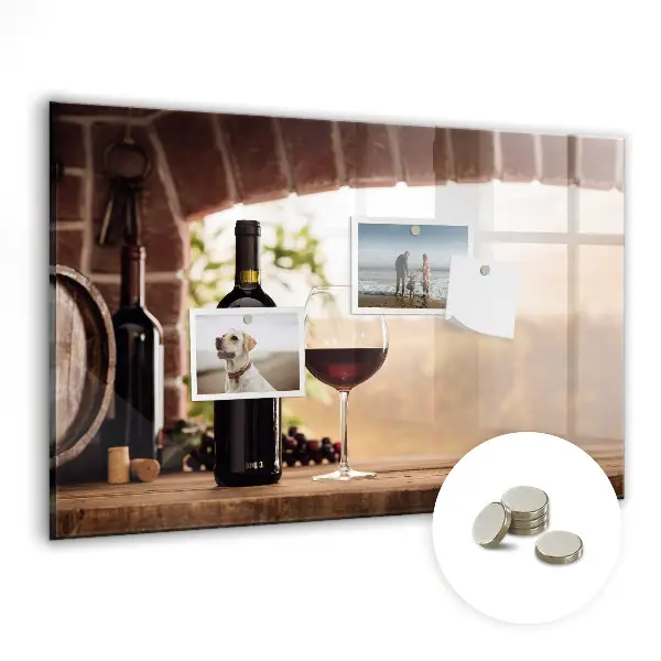 Wine bottles magnetic notice board