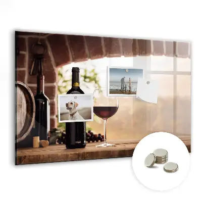 Wine bottles magnetic notice board