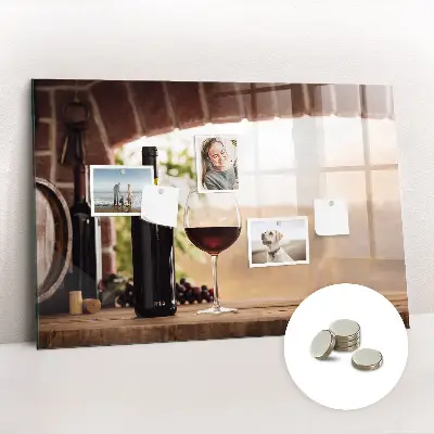 Wine bottles magnetic notice board