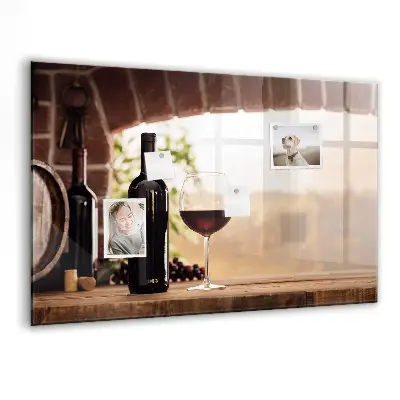 Wine bottles magnetic notice board