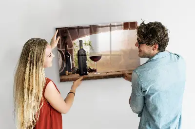 Wine bottles magnetic notice board