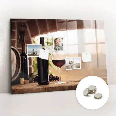 Wine bottles magnetic notice board