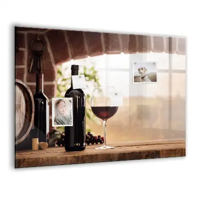 Wine bottles magnetic notice board