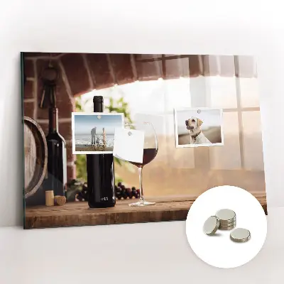 Wine bottles magnetic notice board