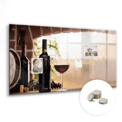 Wine bottles magnetic notice board