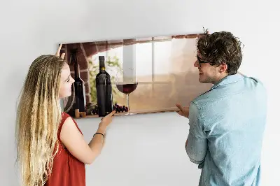 Wine bottles magnetic notice board
