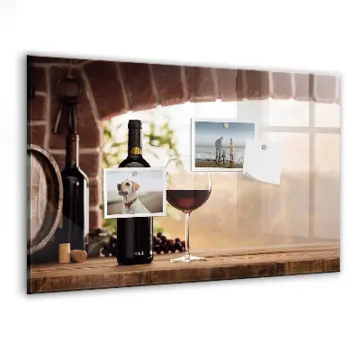 Wine bottles magnetic notice board