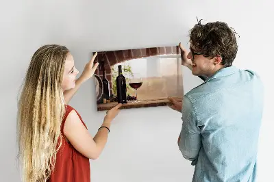 Wine bottles magnetic notice board