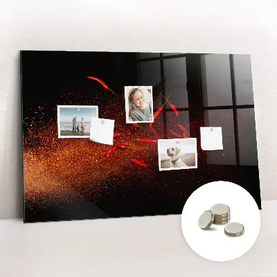Magnetic wall board with chili peppers design